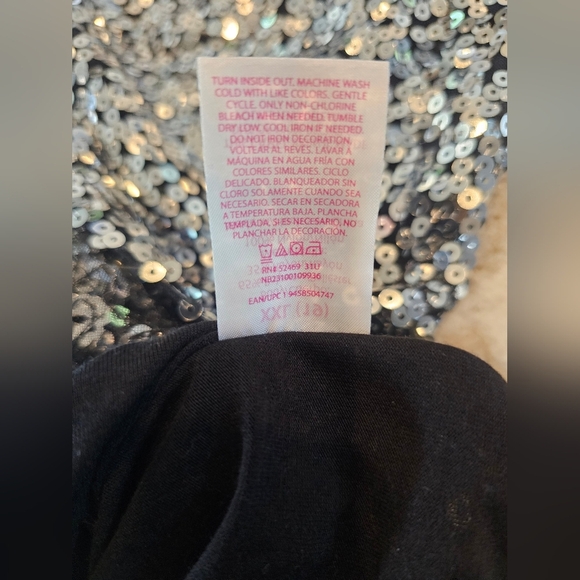 Miss Independent Sequin Tank Top XXL Black Mesh Back Red White Blue Patriotic - Picture 6 of 8